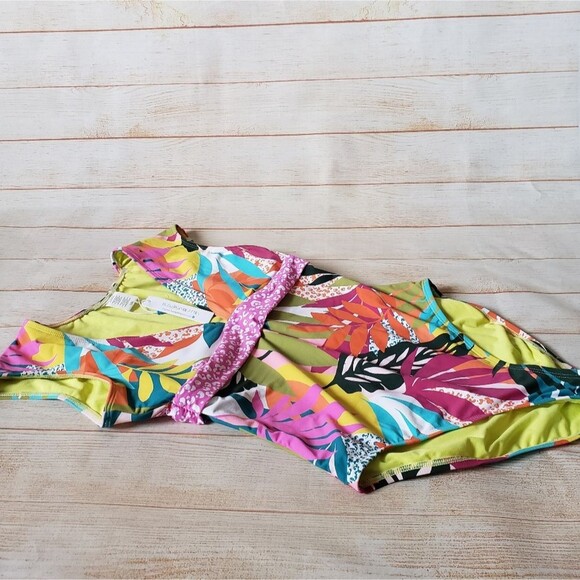 Bleu Rod Beattie Wild At Heart Cap Sleeve Plunge Neck Colorful Tropical … - Picture 5 of 12
